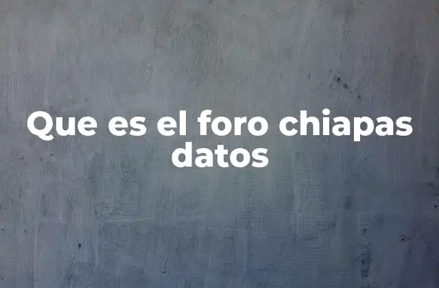 Que es el Foro Chiapas Datos