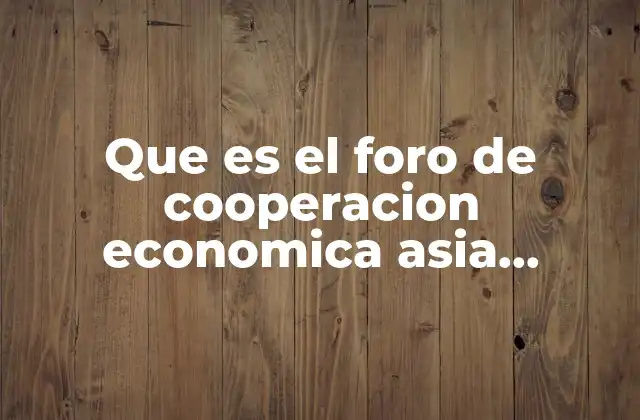 Que es el Foro de Cooperacion Economica Asia Pacifico