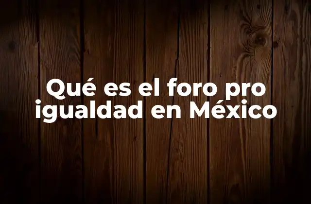Qué es el Foro Pro Igualdad en México
