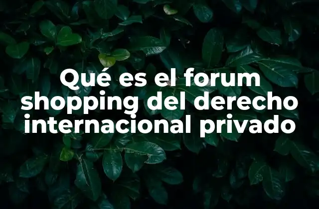 Qué es el Forum Shopping Del Derecho Internacional Privado