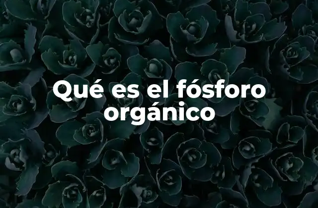 Qué es el Fósforo Orgánico