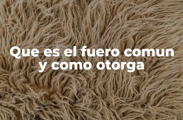 Que es el Fuero Comun y como Otorga