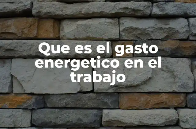 Que es el Gasto Energetico en el Trabajo