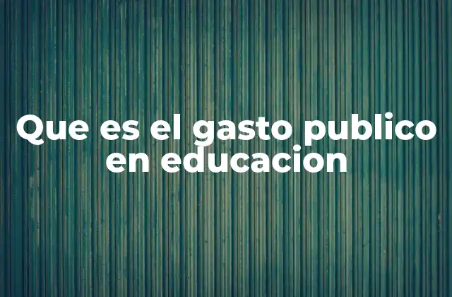 Que es el Gasto Publico en Educacion