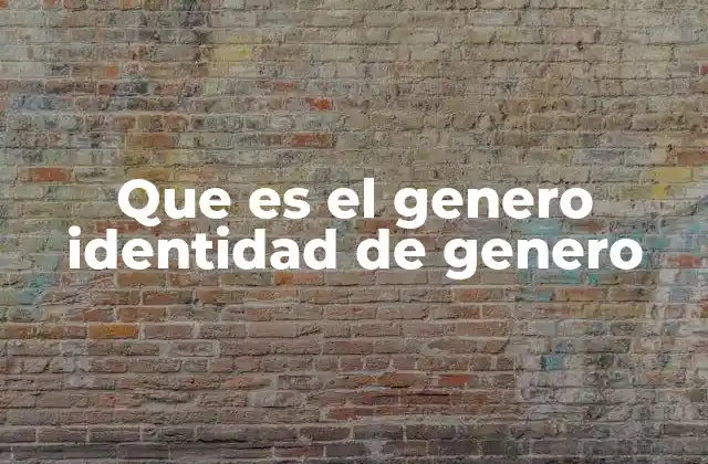 Que es el Genero Identidad de Genero