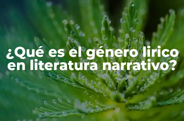 ¿qué es el Género Lirico en Literatura Narrativo?