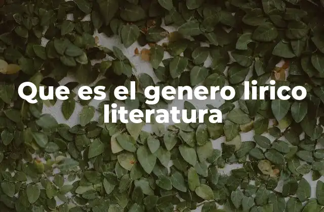 Que es el Genero Lirico Literatura