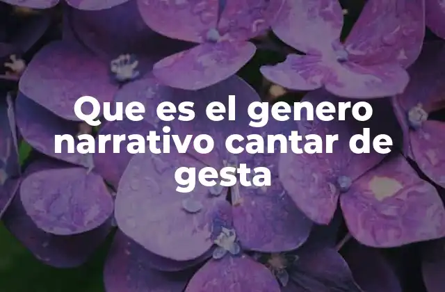 Que es el Genero Narrativo Cantar de Gesta