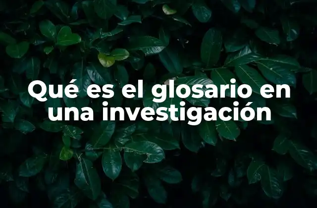 Qué es el Glosario en una Investigación