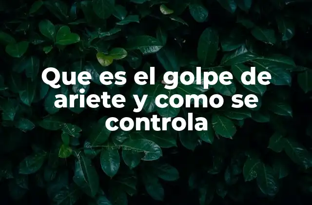 Que es el Golpe de Ariete y como Se Controla
