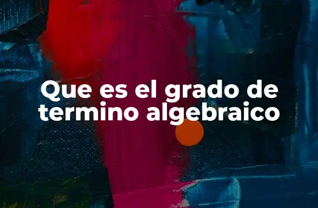 Que es el Grado de Termino Algebraico