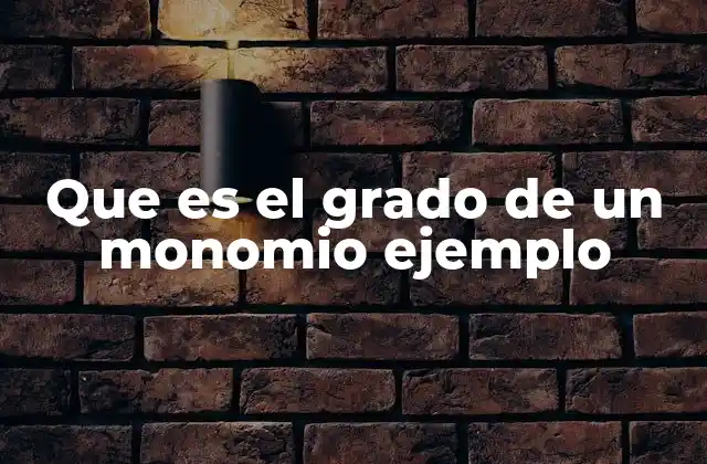 Que es el Grado de un Monomio Ejemplo