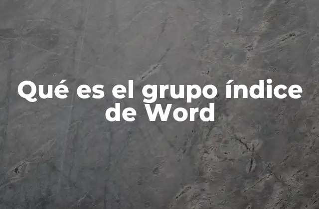 Qué es el Grupo Índice de Word