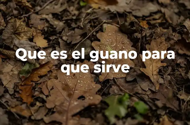 Que es el Guano para que Sirve