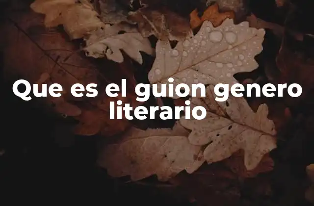 Que es el Guion Genero Literario