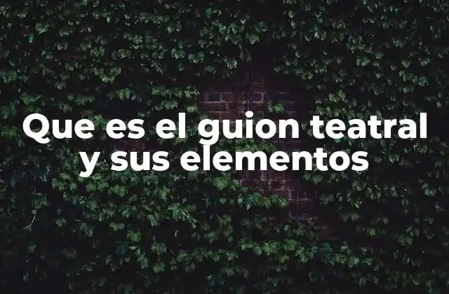 Que es el Guion Teatral y Sus Elementos