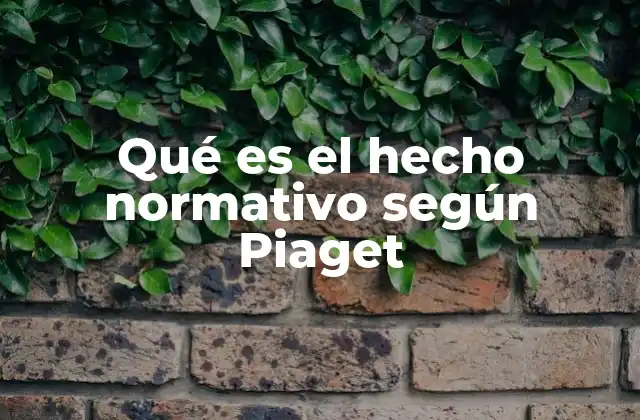 Qué es el Hecho Normativo según Piaget