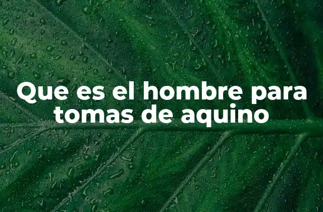 Que es el Hombre para Tomas de Aquino