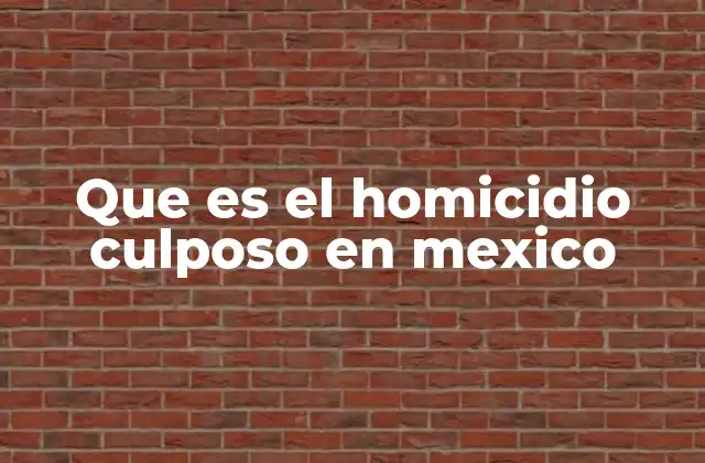 Que es el Homicidio Culposo en Mexico
