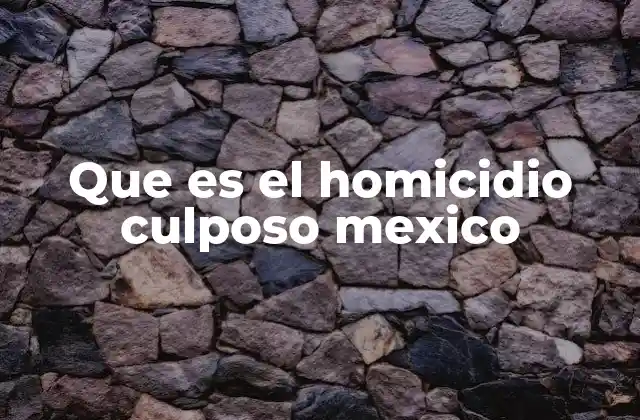 Que es el Homicidio Culposo Mexico