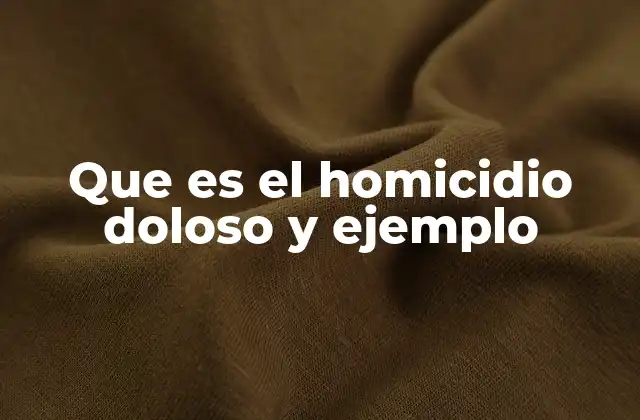 Que es el Homicidio Doloso y Ejemplo