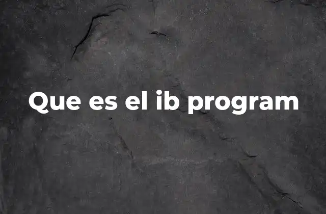 Que es el Ib Program