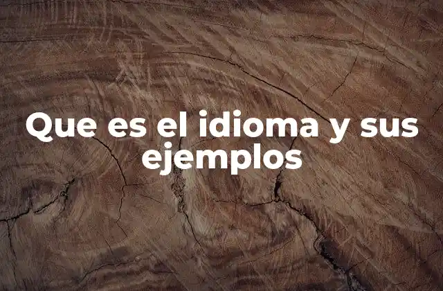 Que es el Idioma y Sus Ejemplos