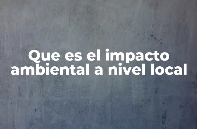 Que es el Impacto Ambiental a Nivel Local 2 Consecuencias de las actividades humanas en el entorno inmediato