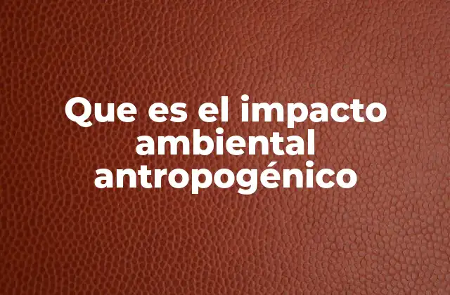 Que es el Impacto Ambiental Antropogénico