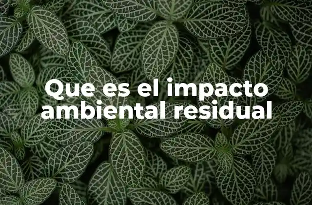 Que es el Impacto Ambiental Residual