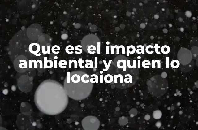 Que es el Impacto Ambiental y Quien Lo Locaiona