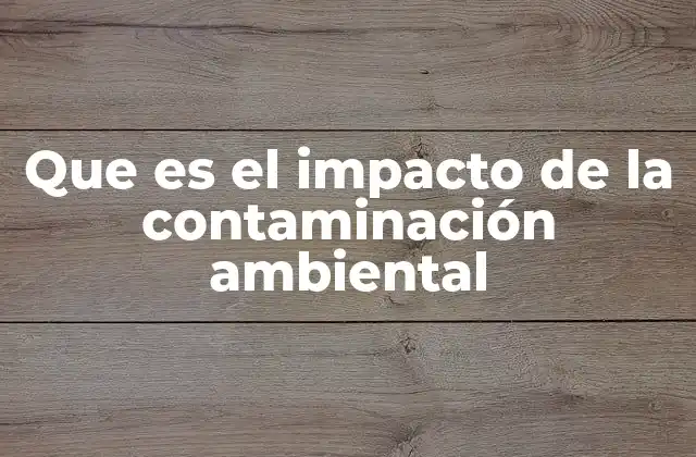 Que es el Impacto de la Contaminación Ambiental