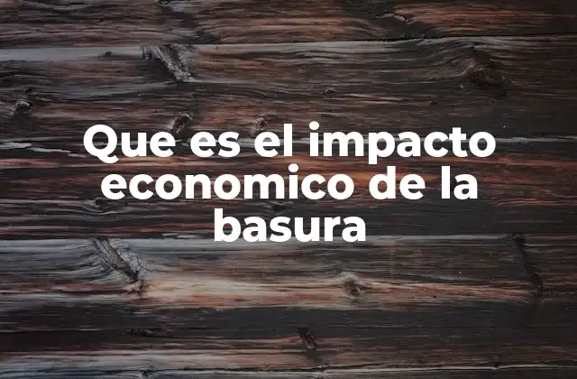 Que es el Impacto Economico de la Basura