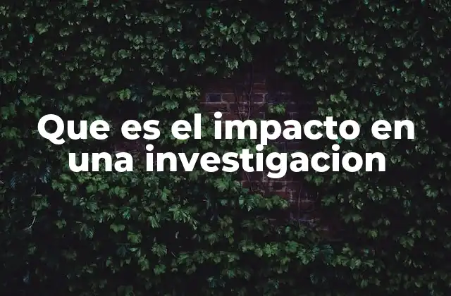 Que es el Impacto en una Investigacion