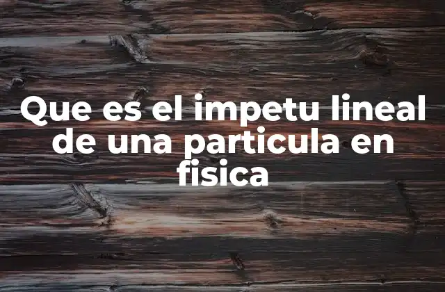Que es el Impetu Lineal de una Particula en Fisica