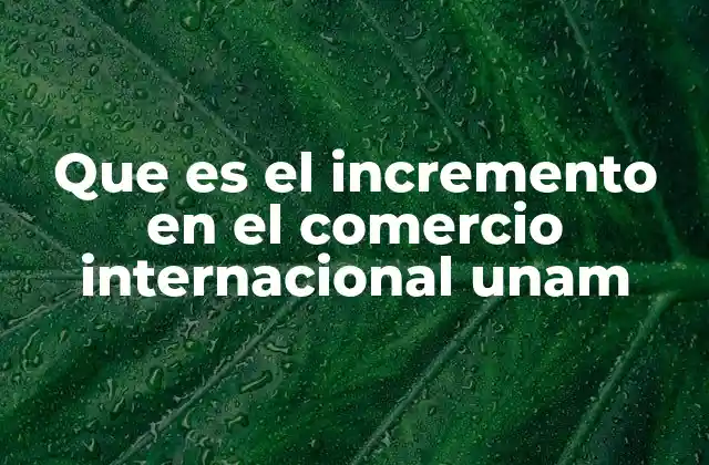 Que es el Incremento en el Comercio Internacional Unam