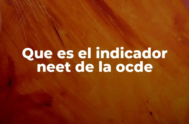 Que es el Indicador Neet de la Ocde