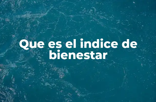 Que es el Indice de Bienestar
