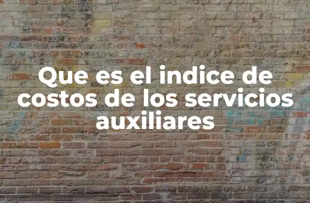 Que es el Indice de Costos de los Servicios Auxiliares