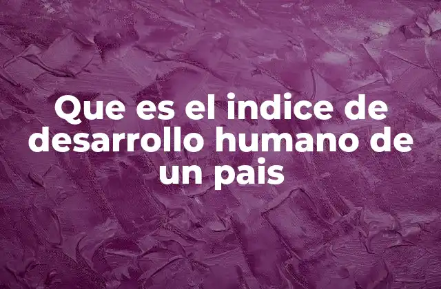 Que es el Indice de Desarrollo Humano de un Pais