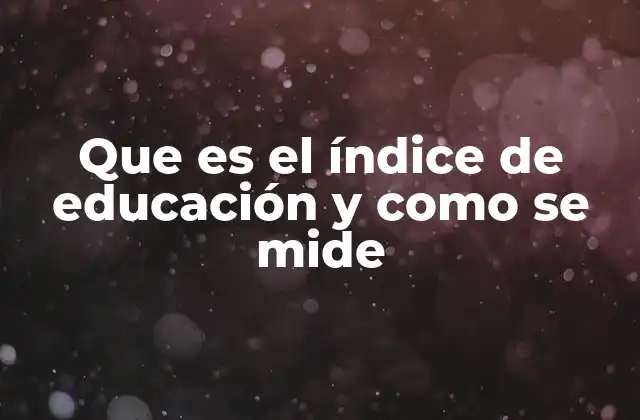 Que es el Índice de Educación y como Se Mide