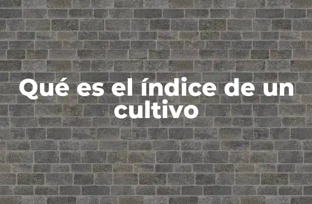 Qué es el Índice de un Cultivo