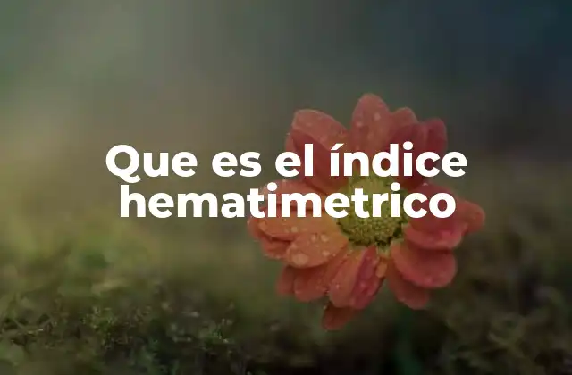 Que es el Índice Hematimetrico