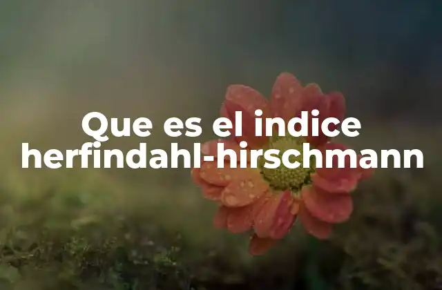 Que es el Indice Herfindahl-hirschmann