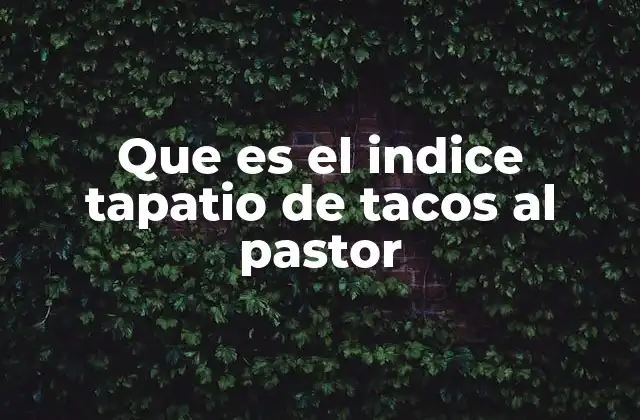 Que es el Indice Tapatio de Tacos Al Pastor