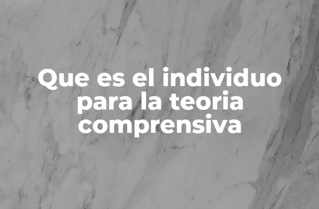 Que es el Individuo para la Teoria Comprensiva