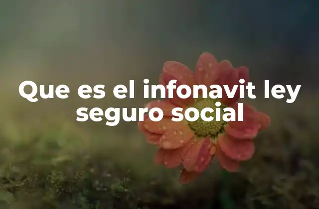 Que es el Infonavit Ley Seguro Social