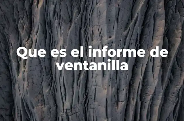 Que es el Informe de Ventanilla