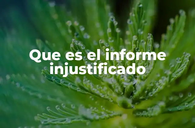 Que es el Informe Injustificado
