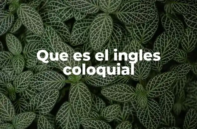 Que es el Ingles Coloquial